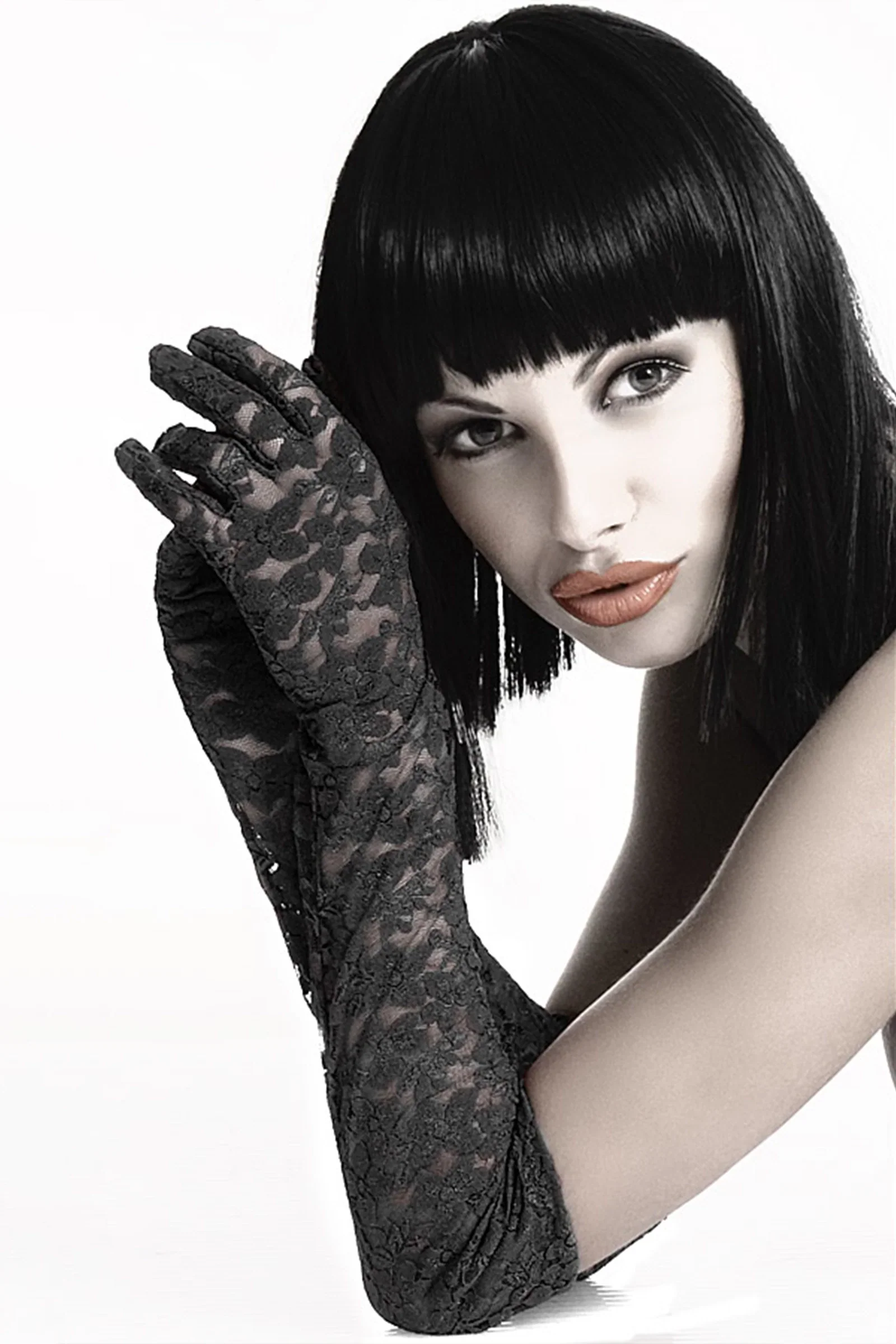 Chilrose Velvet Whisper Sheer Lace Long Gloves
