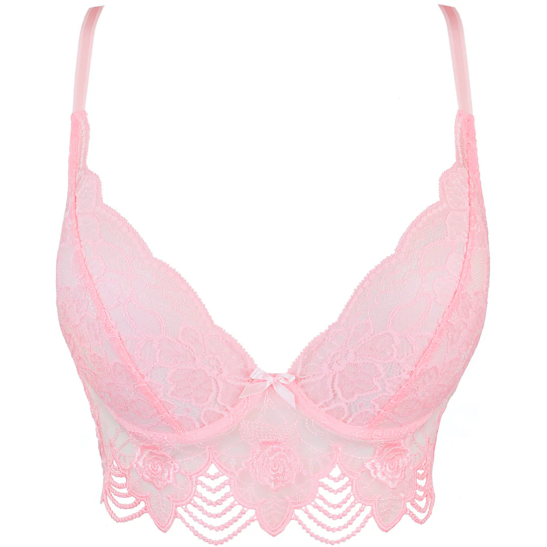 Axami Seductive Rose Sheer Lace Longline Plunge Bra - Image 7