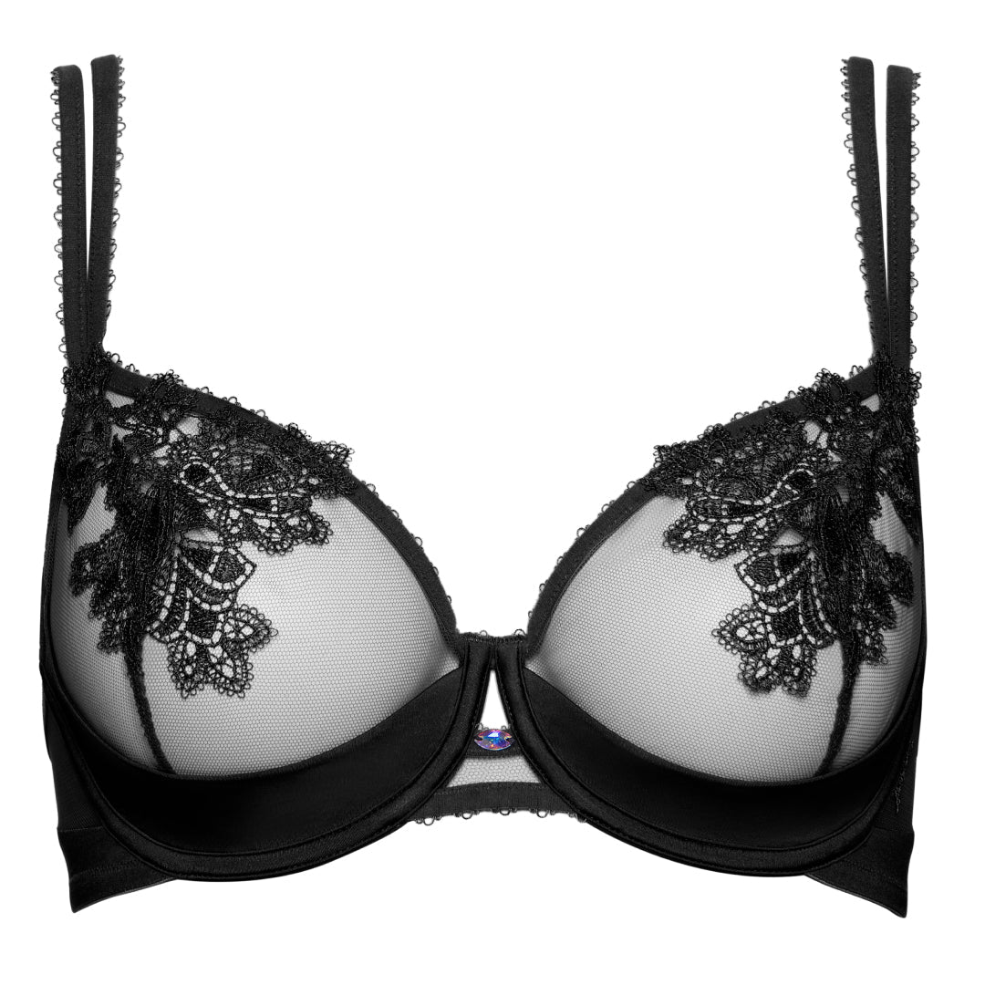 Lisca Peony Black Sheer Mesh Demi Bra - Image 5