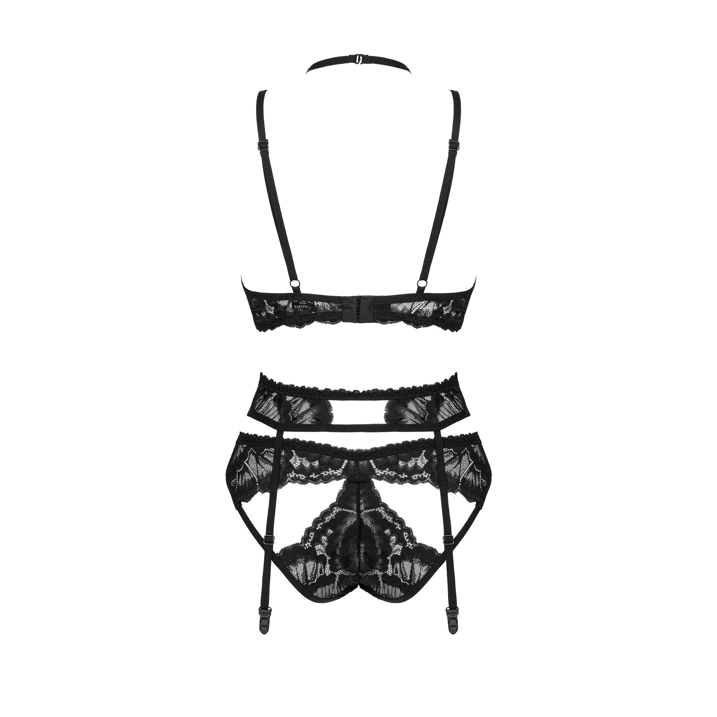 Obsessive Alessya Sheer Mesh Lace 3 Piece Lingerie Set - Image 4