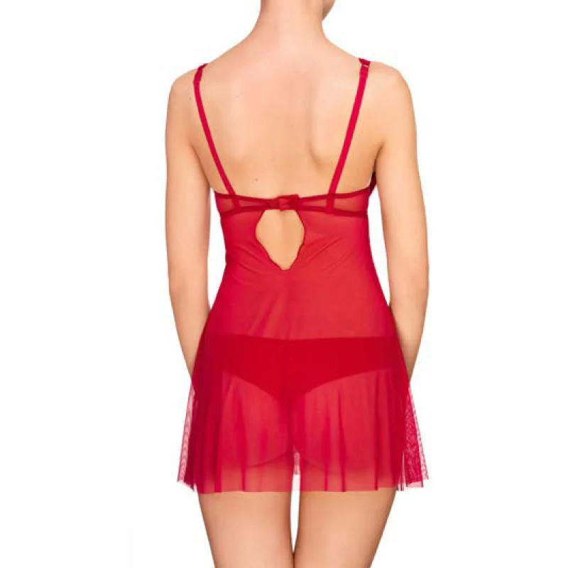Sexy Sheer Plunge Babydoll Laumelle Red Kiss - Image 3