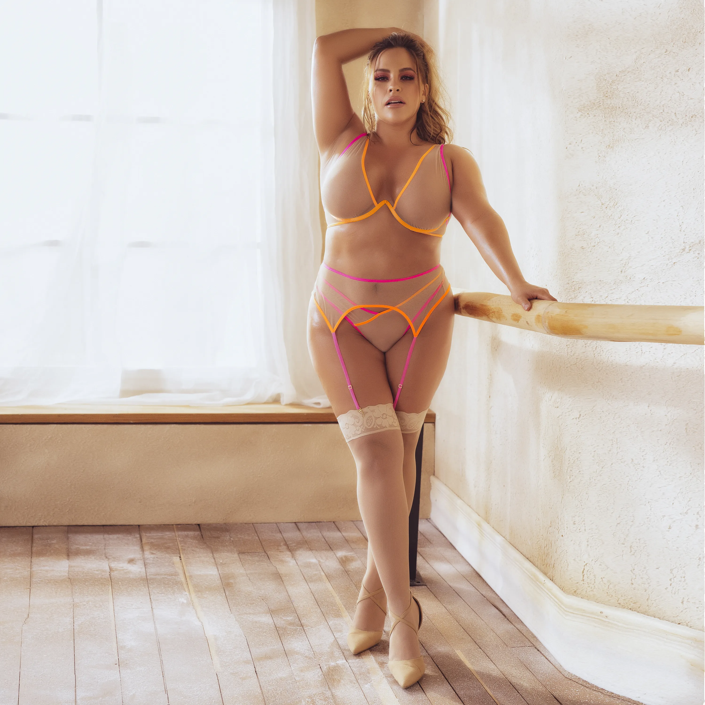 Mapale Sylvie Sheer 3 Piece Lingerie Set - Image 4