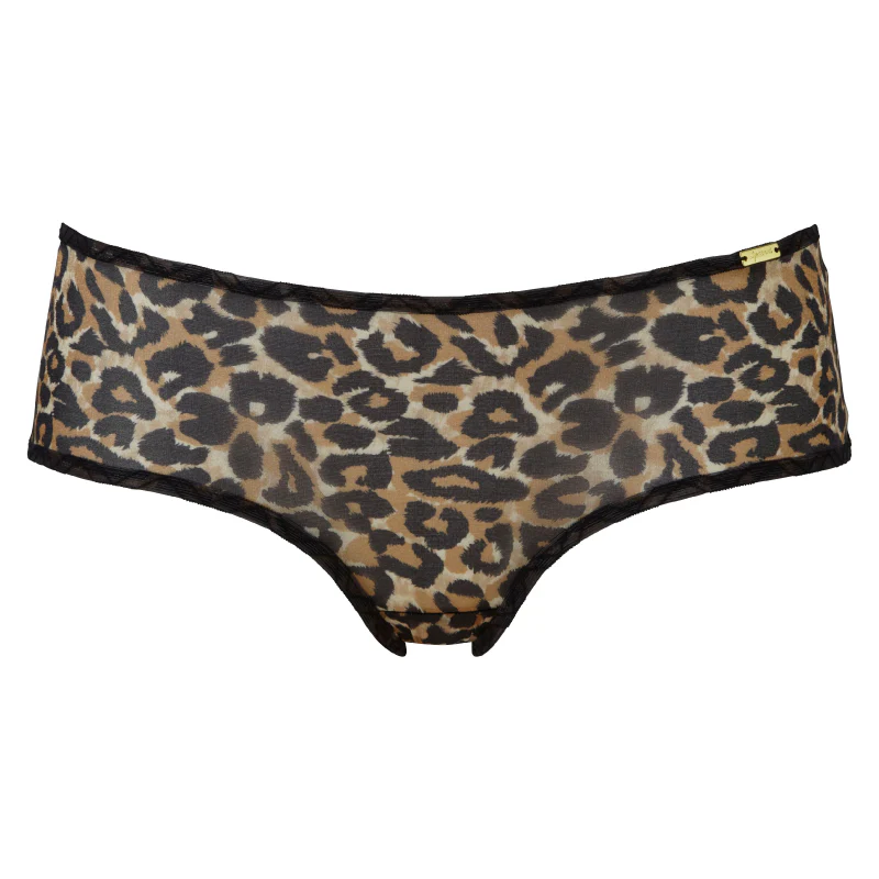 Gossard Glossies Leopard Black Printed Sheer Boyshort Panty - Image 3