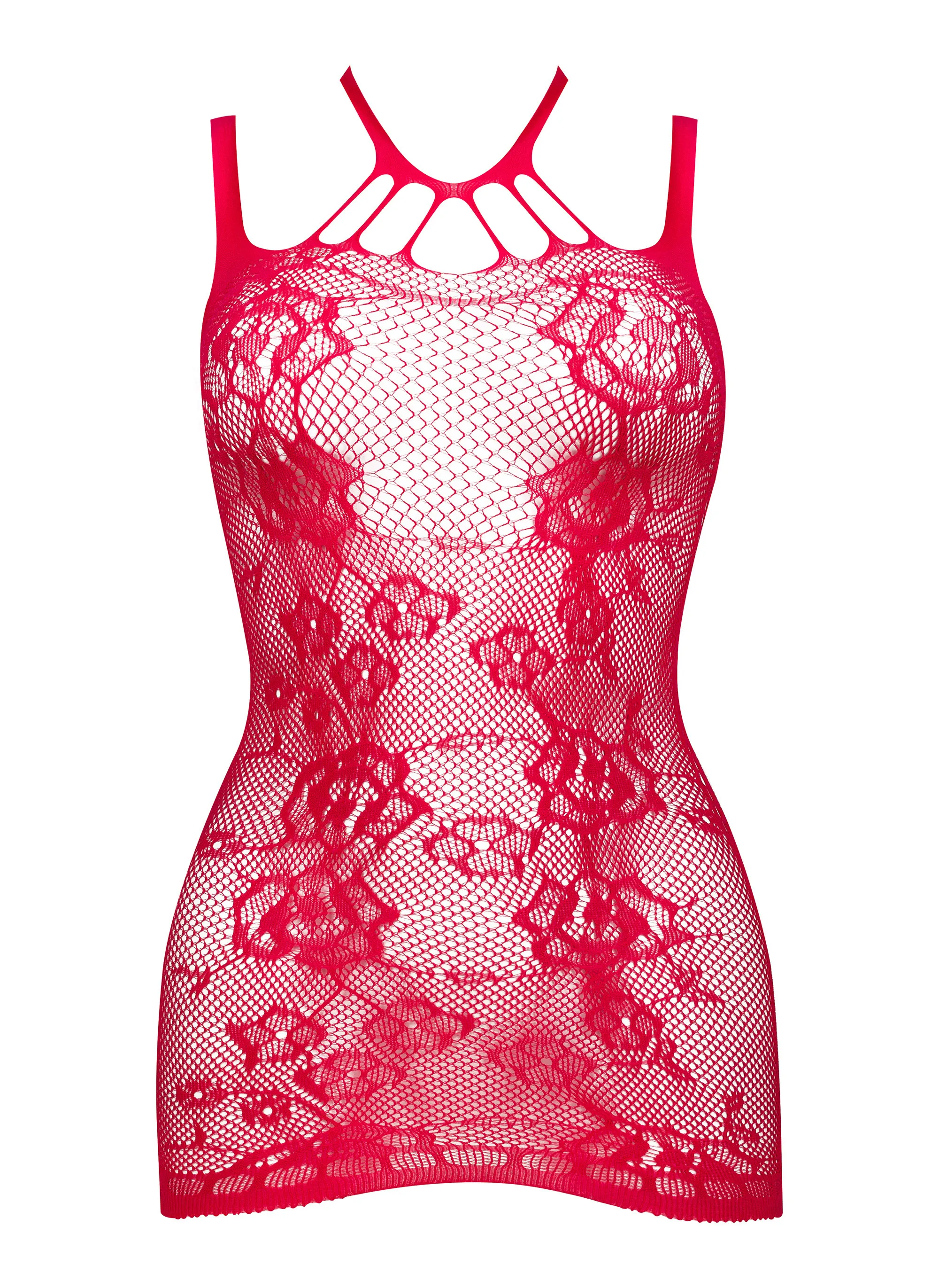 Beauty Night Anya Red Sheer Fishnet Mini Dress - Image 5