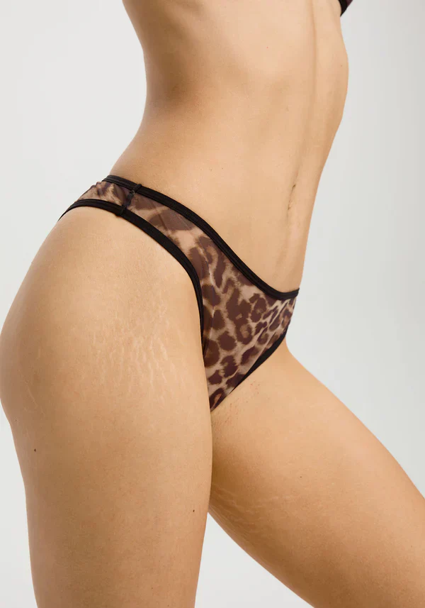 Sheer High-Leg Bikini Panty Blush The Mesh Leopard - Image 3