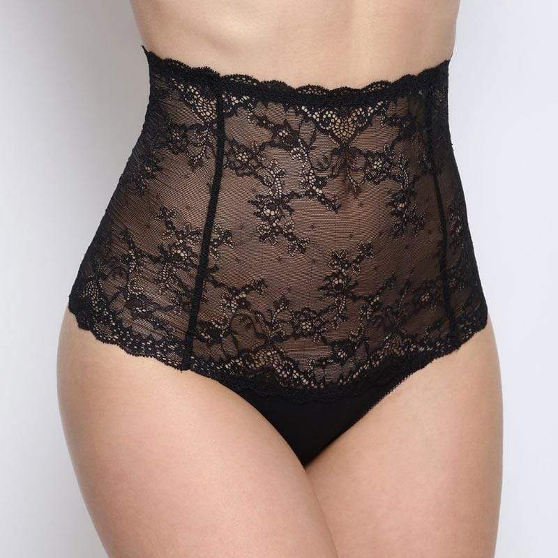 Orhideja Stunner Sheer Lace Ultra High Waist Panty Navy Blue