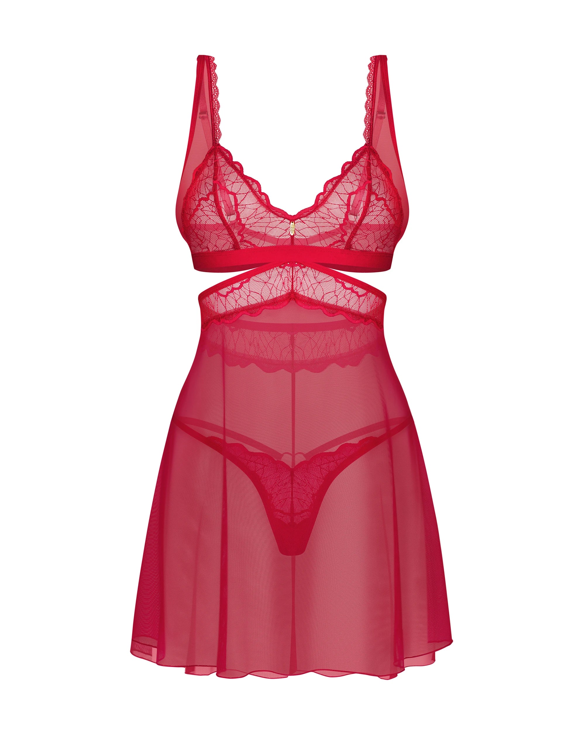 Obsessive Cupide Desir Red Lace Babydoll & Thong Lingerie Set - Image 4
