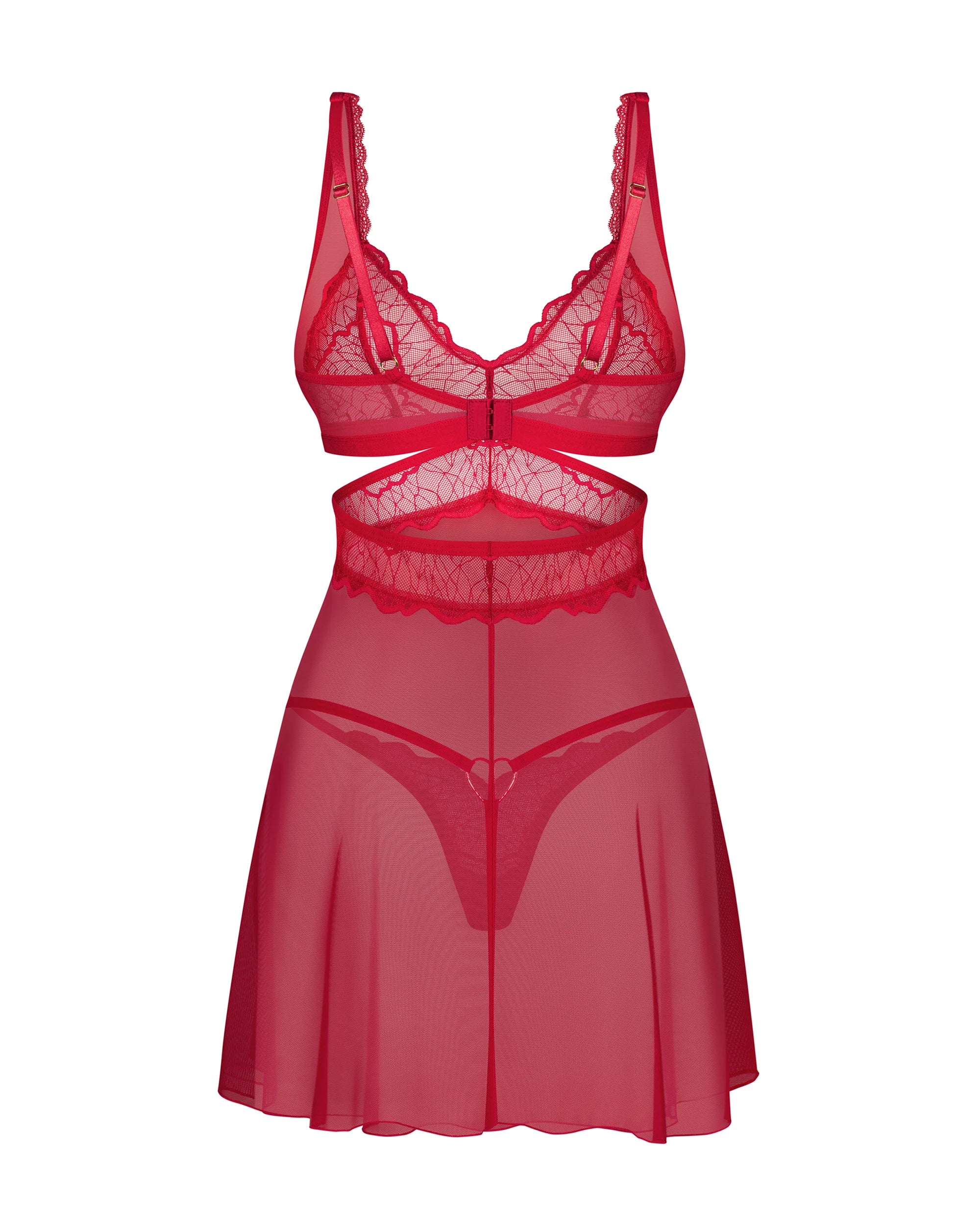 Obsessive Cupide Desir Red Lace Babydoll & Thong Lingerie Set - Image 5
