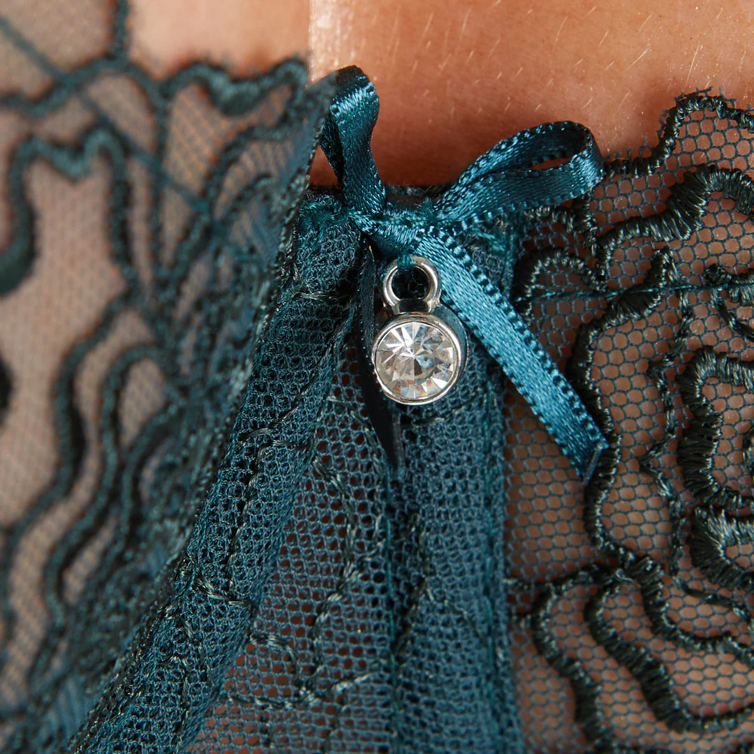 Gorteks Pamela Pine Green Sheer Mesh Balconette Bra - Image 3