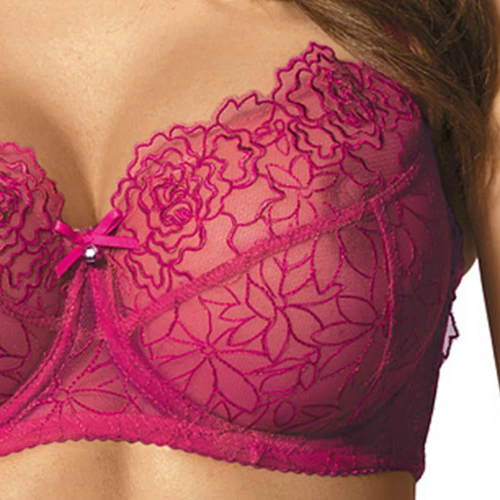Gorteks Pamela Pink Sheer Mesh Balconette Bra - Image 4