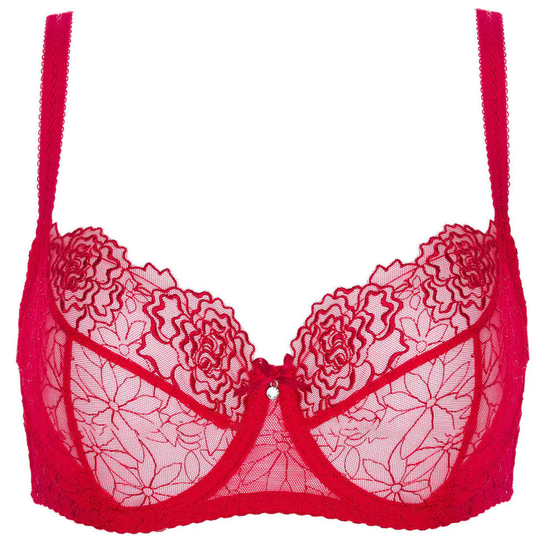 Gorteks Pamela Red Sheer Mesh Balconette Bra - Image 5
