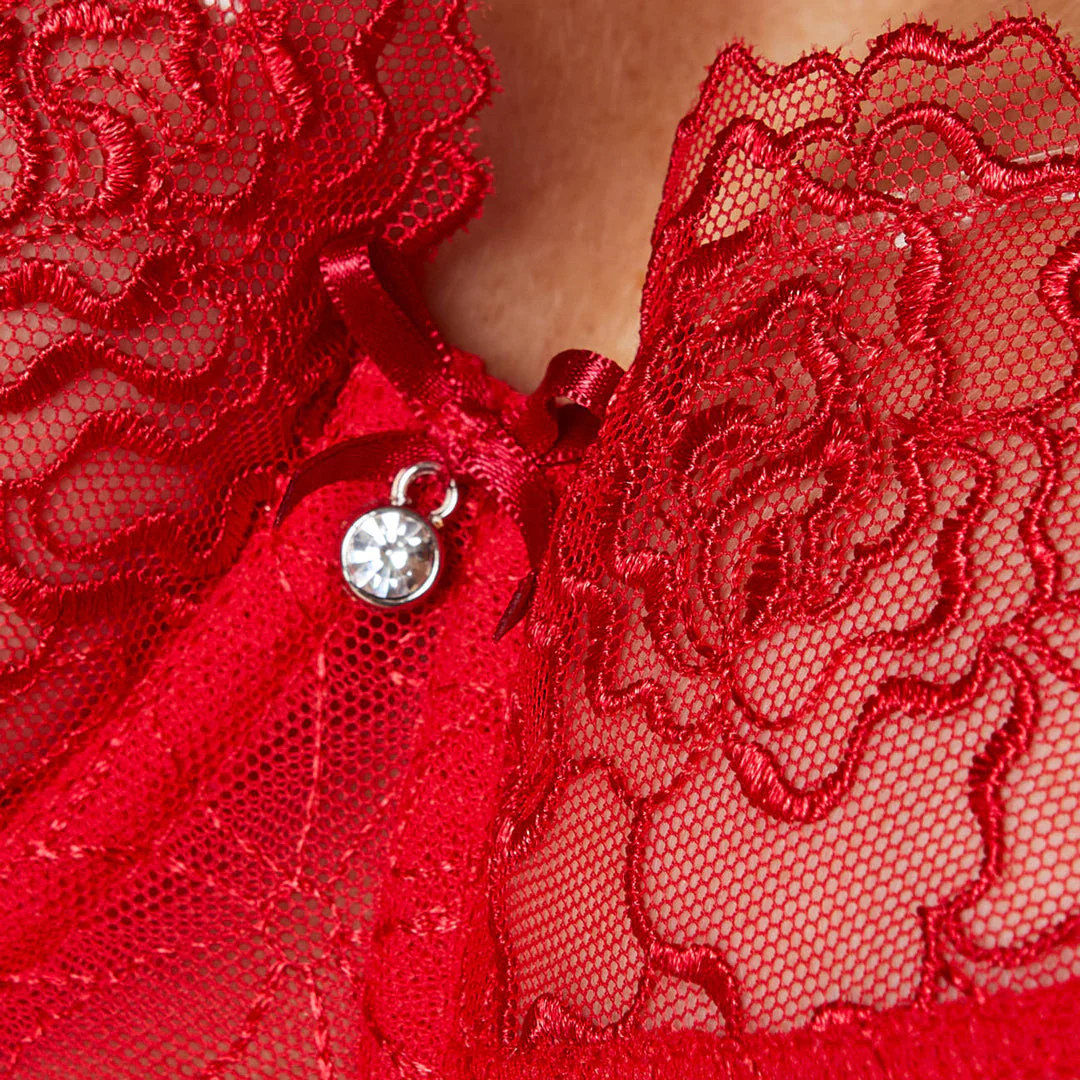 Gorteks Pamela Red Sheer Mesh Balconette Bra - Image 6