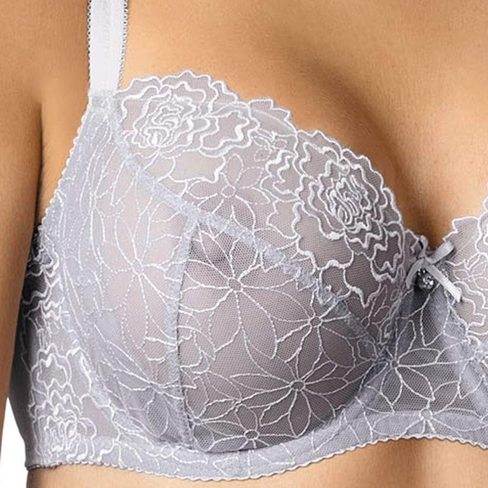 Gorteks Pamela Silver Sheer Mesh Balconette Bra - Image 3