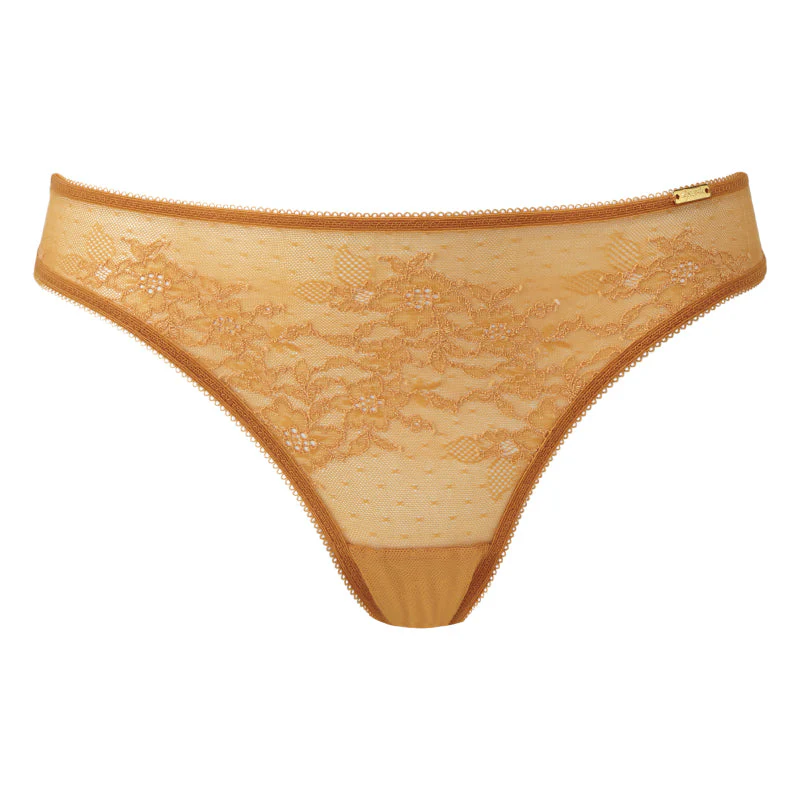 Gossard Glossies Lace Spiced Honey Sheer Bikini Panty - Image 5