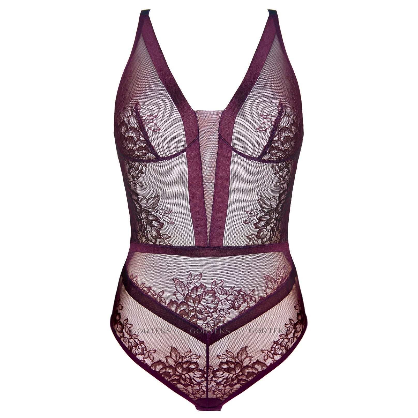 Gorteks Porto Aubergine Sheer Lace Body - Image 5