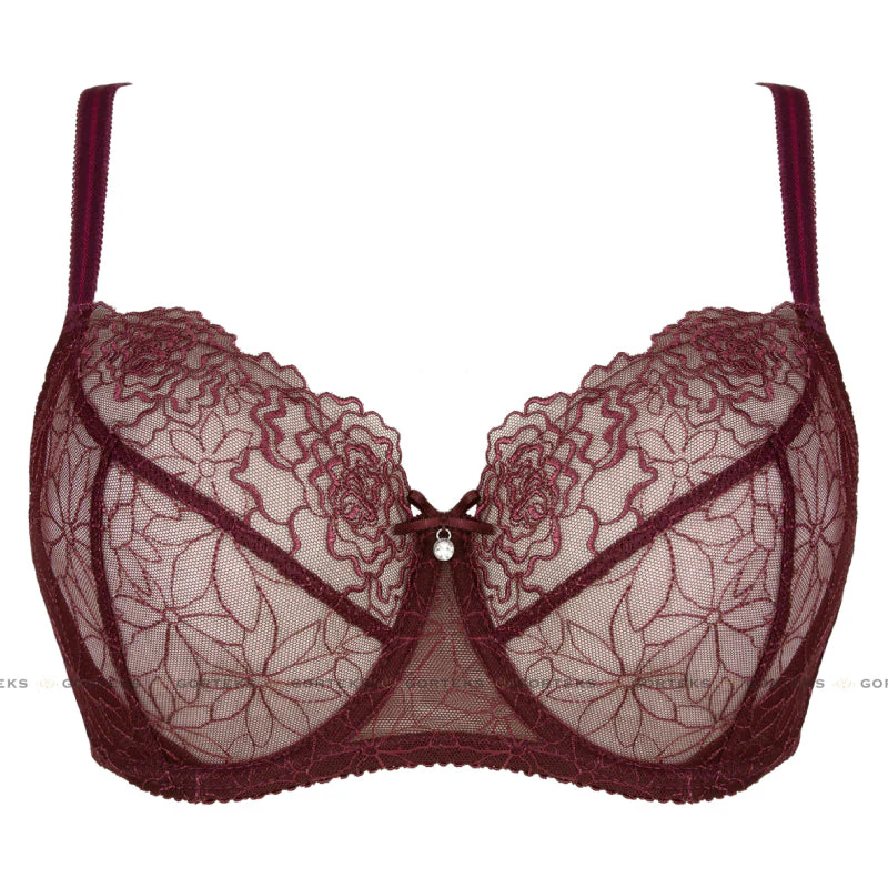 Gorteks Pamela Aubergine Sheer Mesh Balconette Bra - Image 5