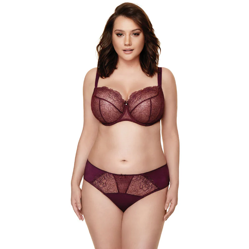 Gorteks Pamela Aubergine Sheer Mesh Balconette Bra - Image 8