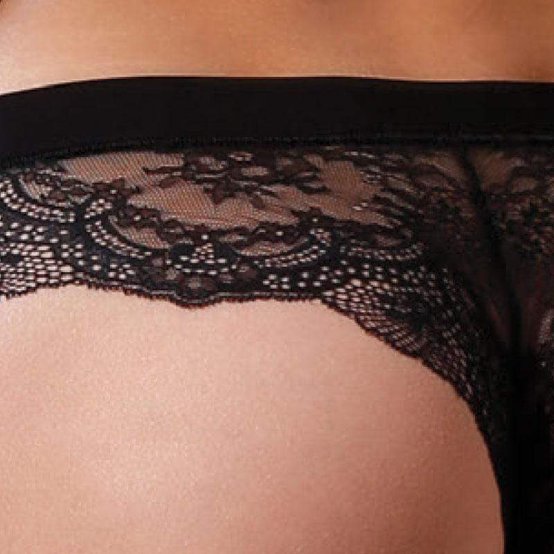 Sheer Lace Brazilian Panty Lavinia Gentleness Black - Image 2