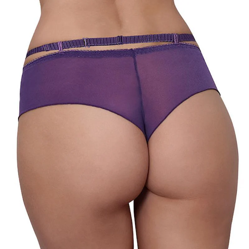 Axami Miami Vibe Purple Sheer Lace Brazilian Thong Panty - Image 2