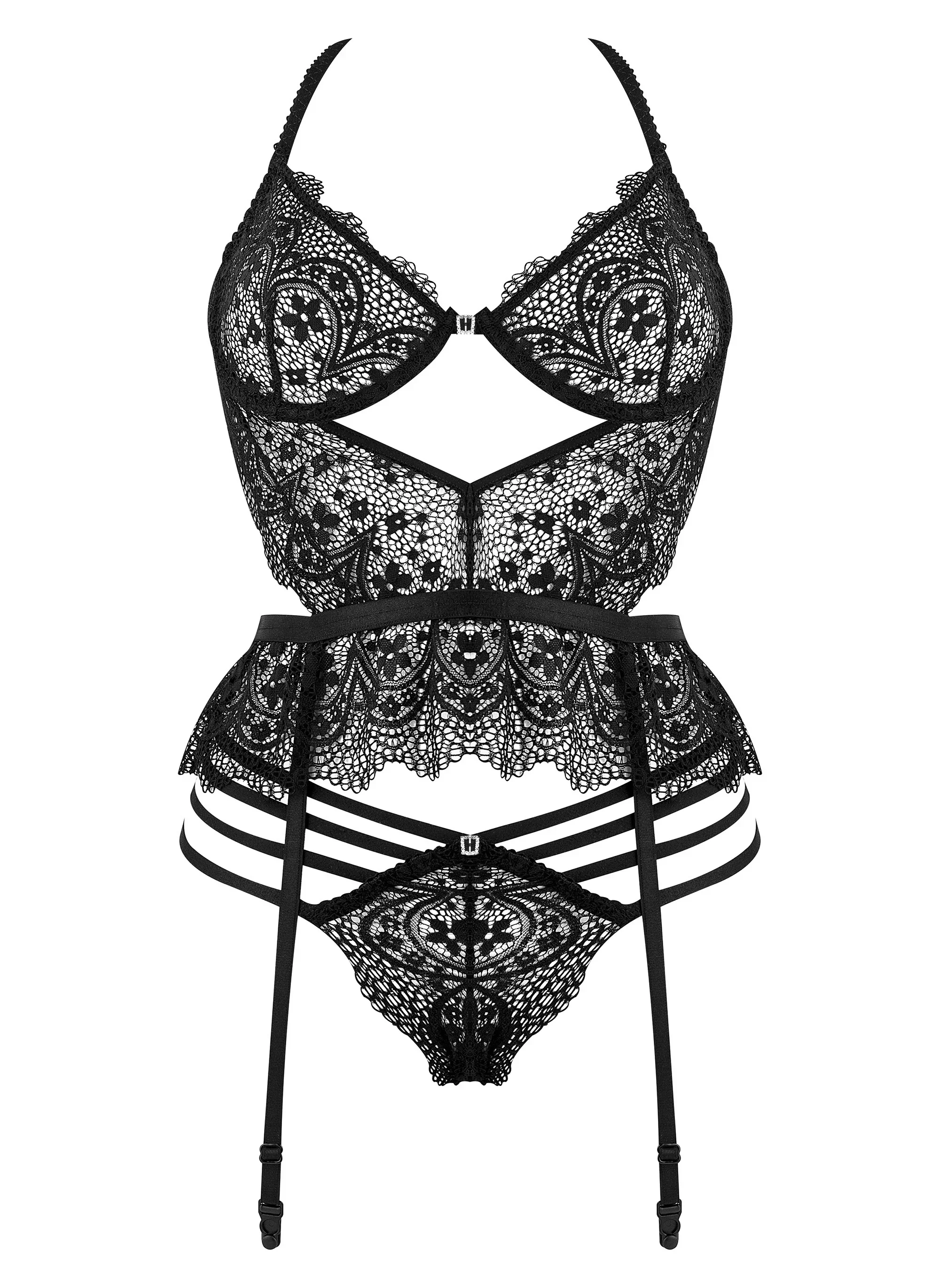 Beauty Night Temptation Lace Bustier Garter & String Set - Image 5