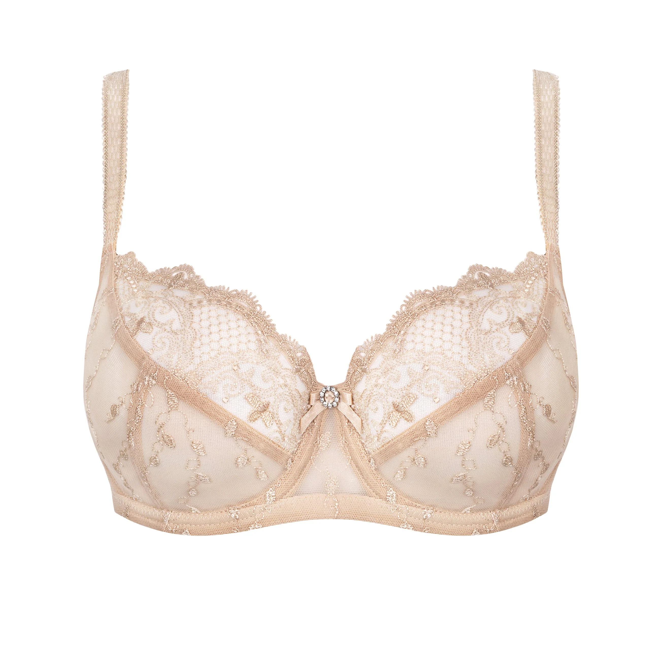 Sheer Lace Full Figure Bra Aurora Beige - Image 4