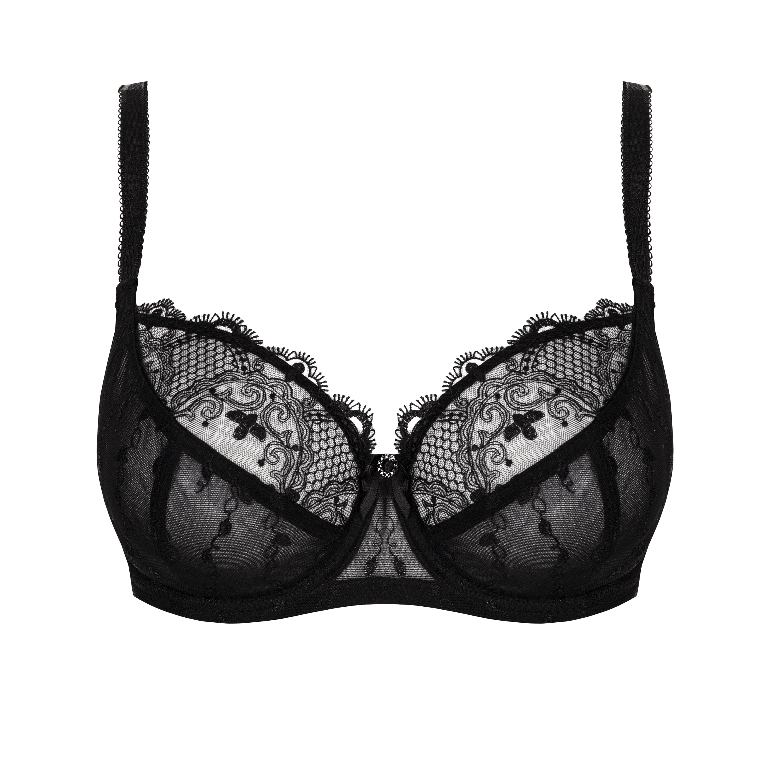 Sheer Lace Full Figure Bra Aurora Black - Image 3