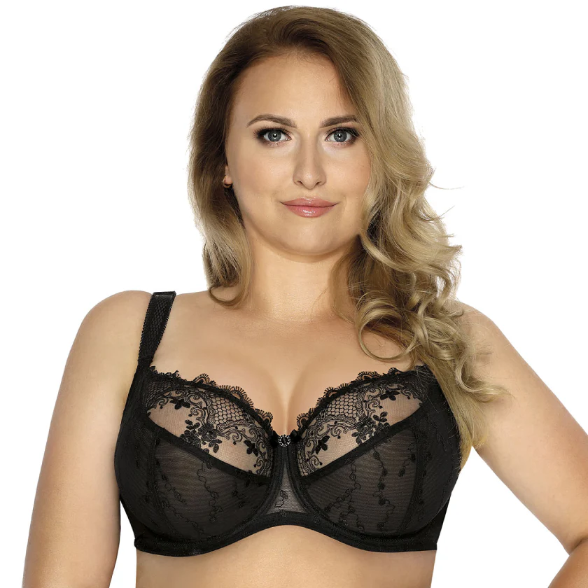 Sheer Lace Full Figure Bra Aurora Black - Image 4