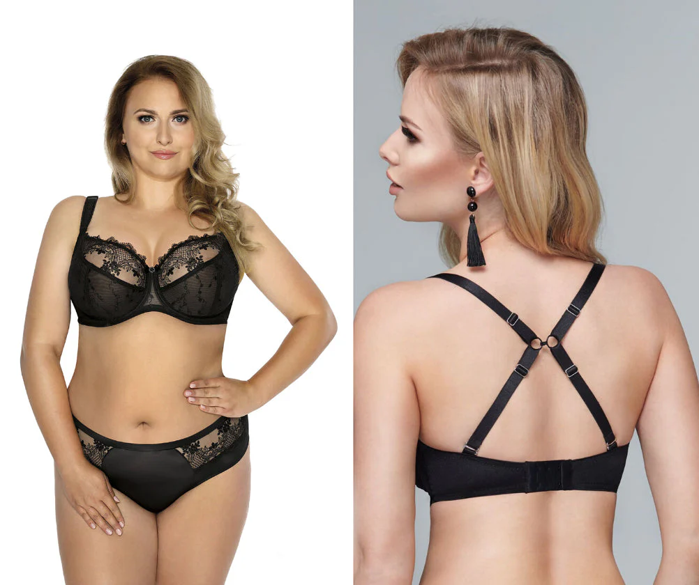 Sheer Lace Full Figure Bra Aurora Black - Image 6