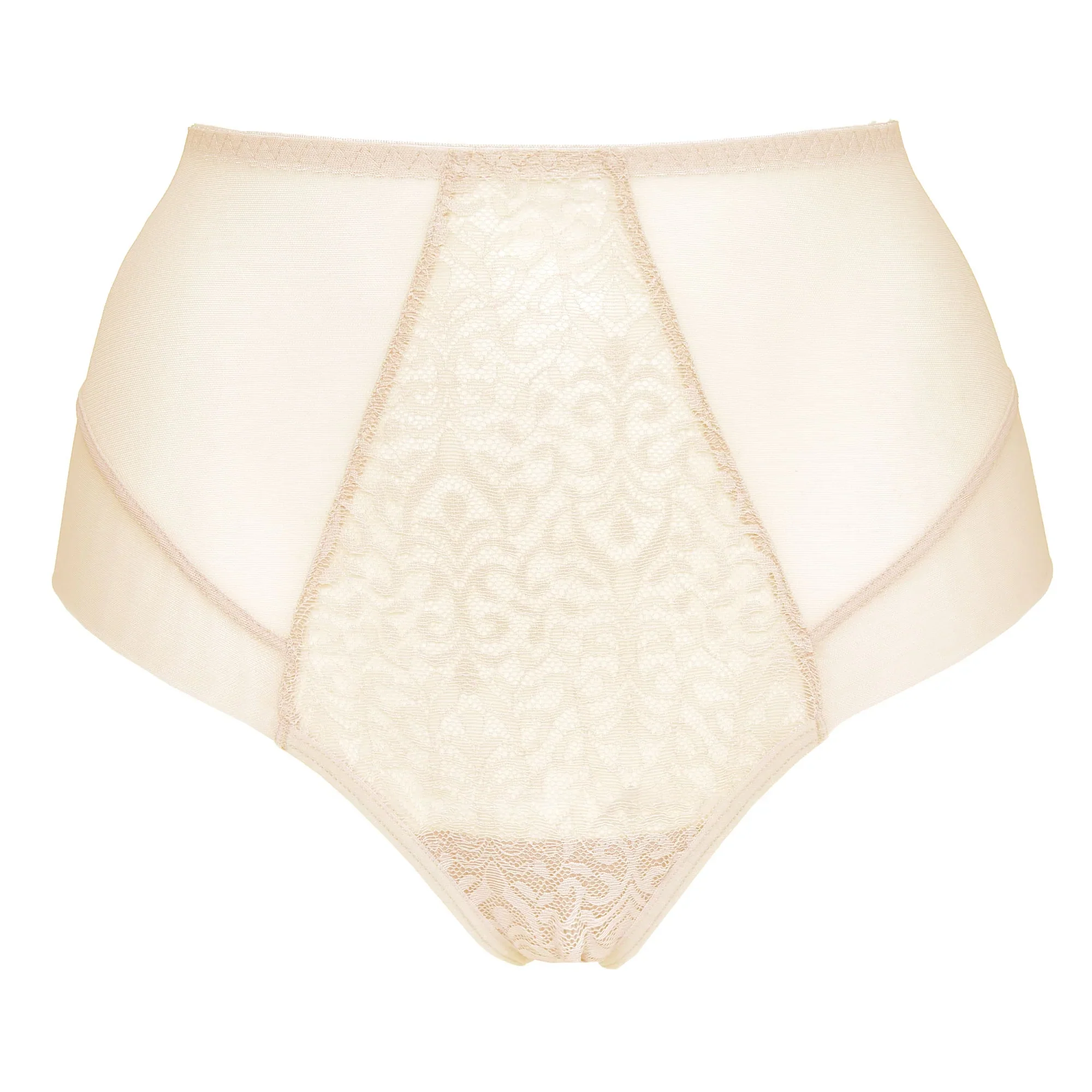 Gorteks Gabi Beige Lace High Waist Full Brief Panty - Image 3