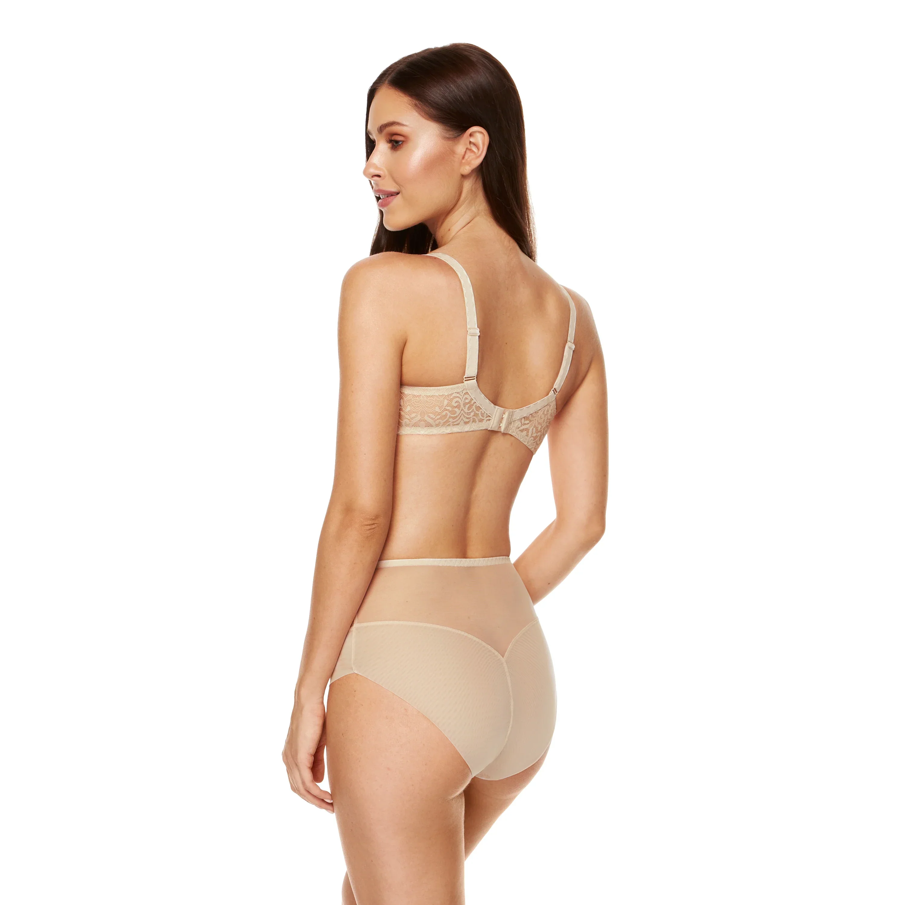 Gorteks Gabi Beige Lace High Waist Full Brief Panty - Image 5