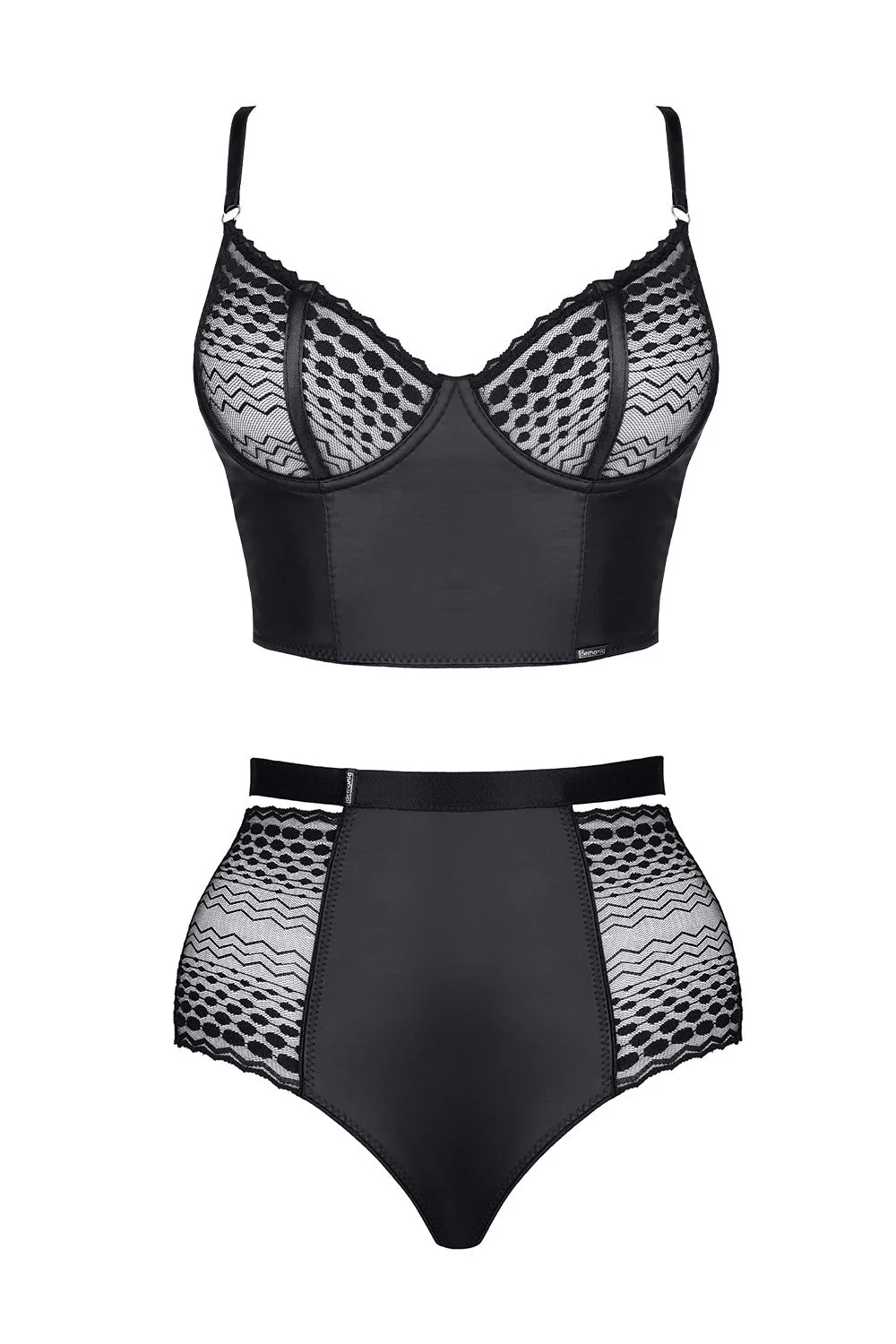 Demoniq Yessenia Sheer Lace Longline Bra & High Waist Briefs - Image 4