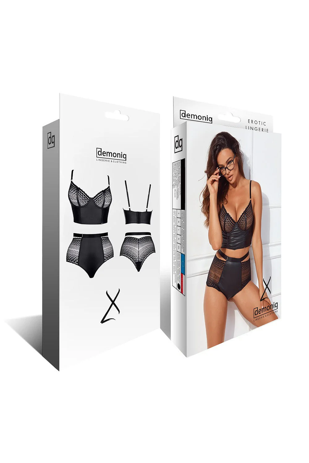 Demoniq Yessenia Sheer Lace Longline Bra & High Waist Briefs - Image 6
