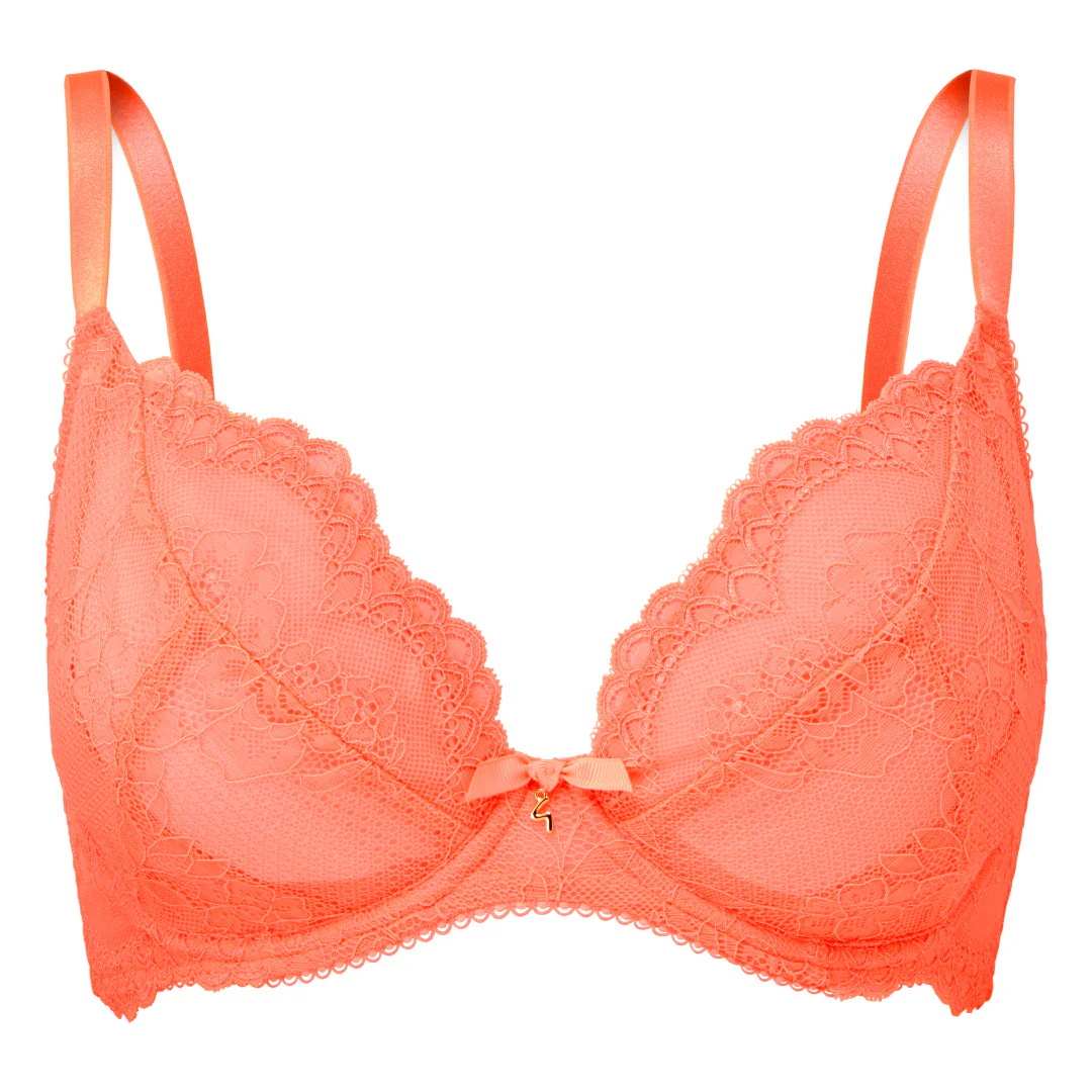 Gossard Superboost Lace Neon Coral Plunge Bra - Image 4