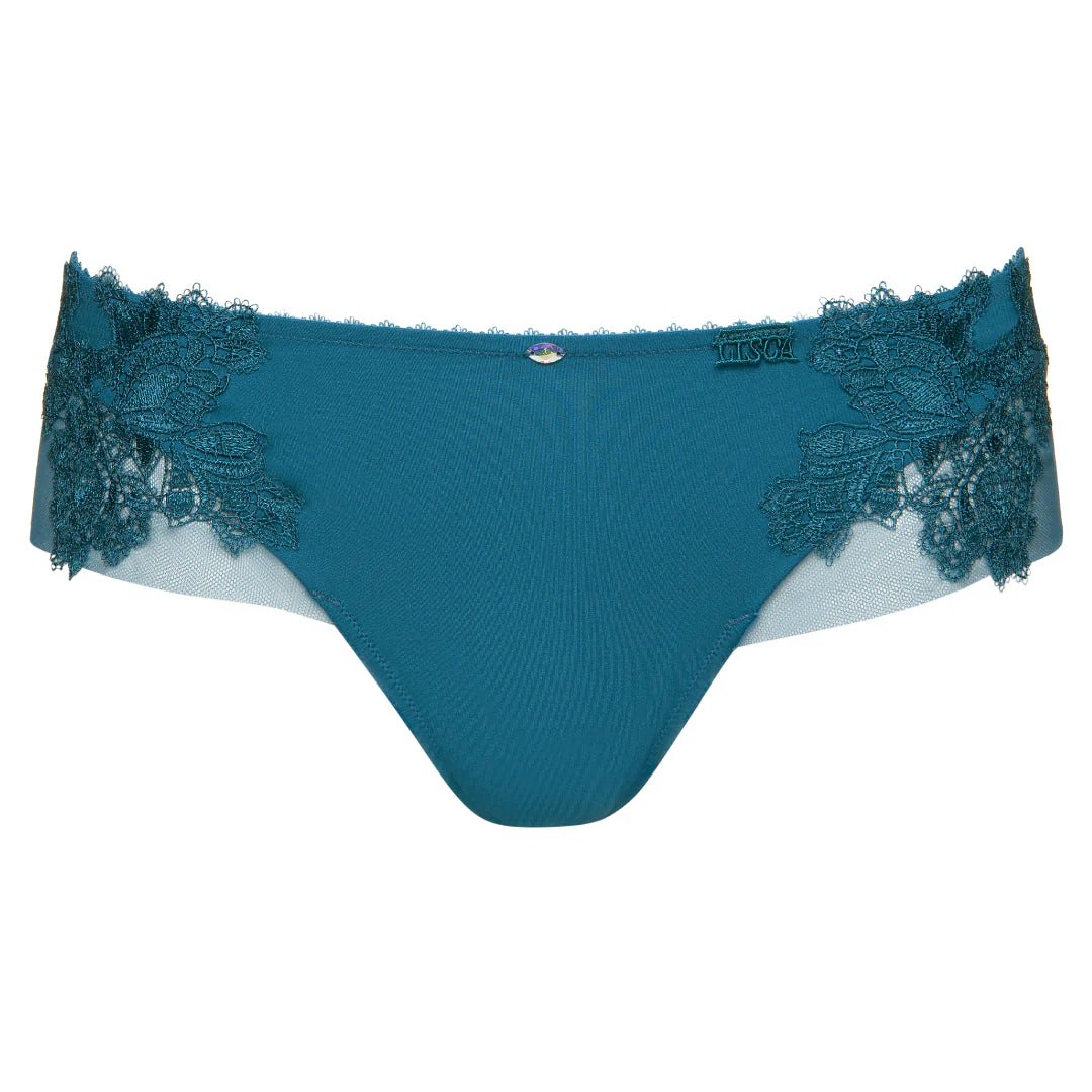 Lisca Peony Dark Turquoise Sheer Lace Side Tanga Panty - Image 6