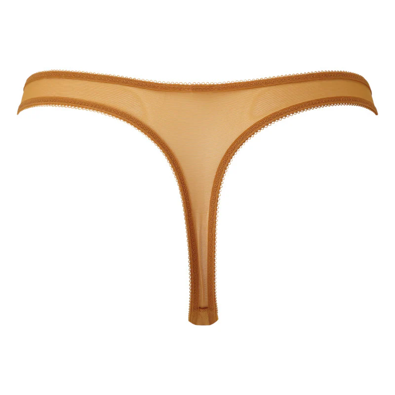 Gossard Glossies Lace Spiced Honey Sheer Thong Panty - Image 5