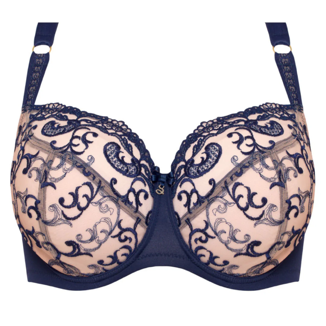 Samanta Hazel Navy Sheer Mesh 3-Part Full Cup Bra - Image 4
