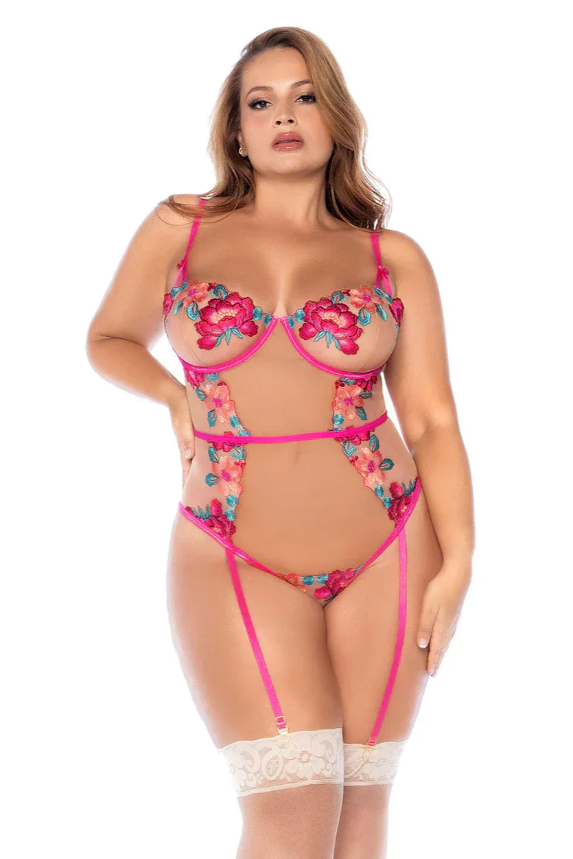Mapale Wild Flower Sheer Mesh Bodysuit - Image 3