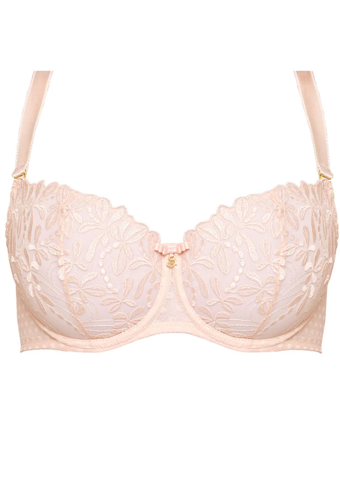 Samanta Donna Powder Rose Sheer Mesh Embroidered Balconette Bra - Image 6