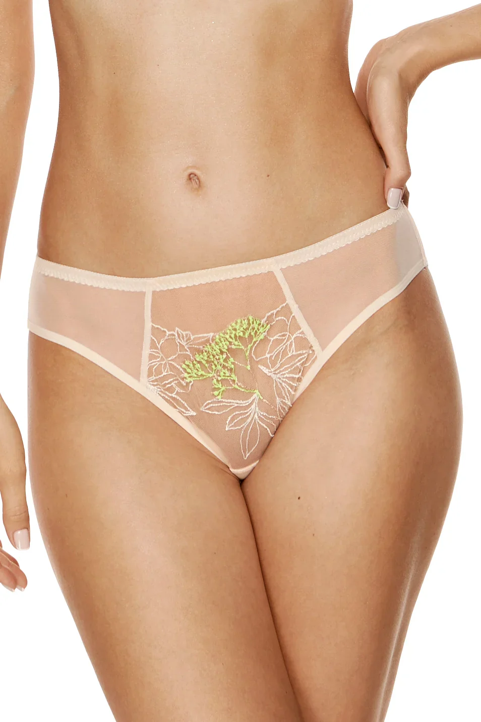 Gorteks Soleil Sheer Mesh Embroidered Bikini Panty