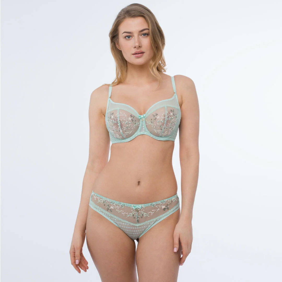 Samanta Juno Mint Sheer Mesh Embroidered Underwire Bra - Image 3