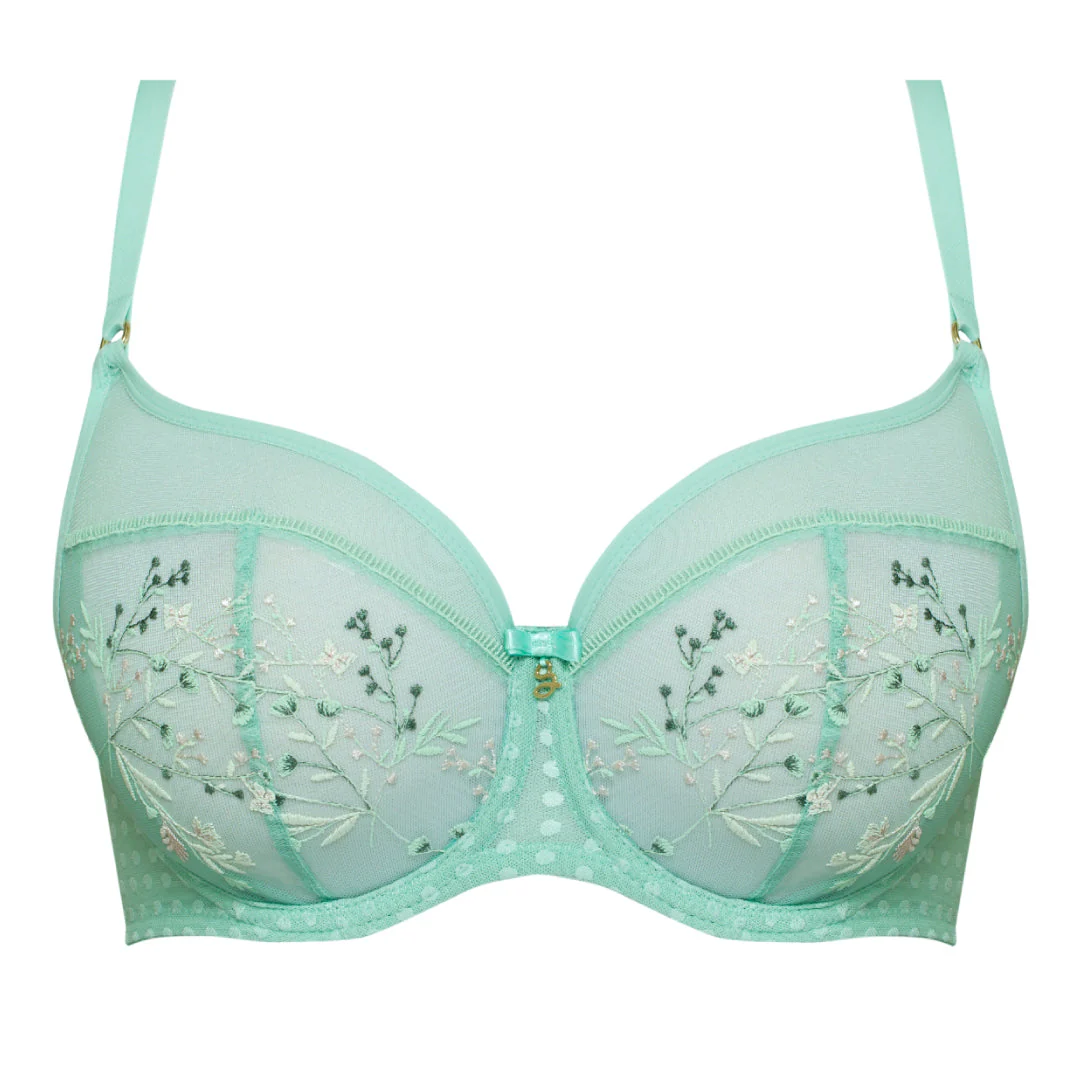 Samanta Juno Mint Sheer Mesh Embroidered Underwire Bra - Image 6