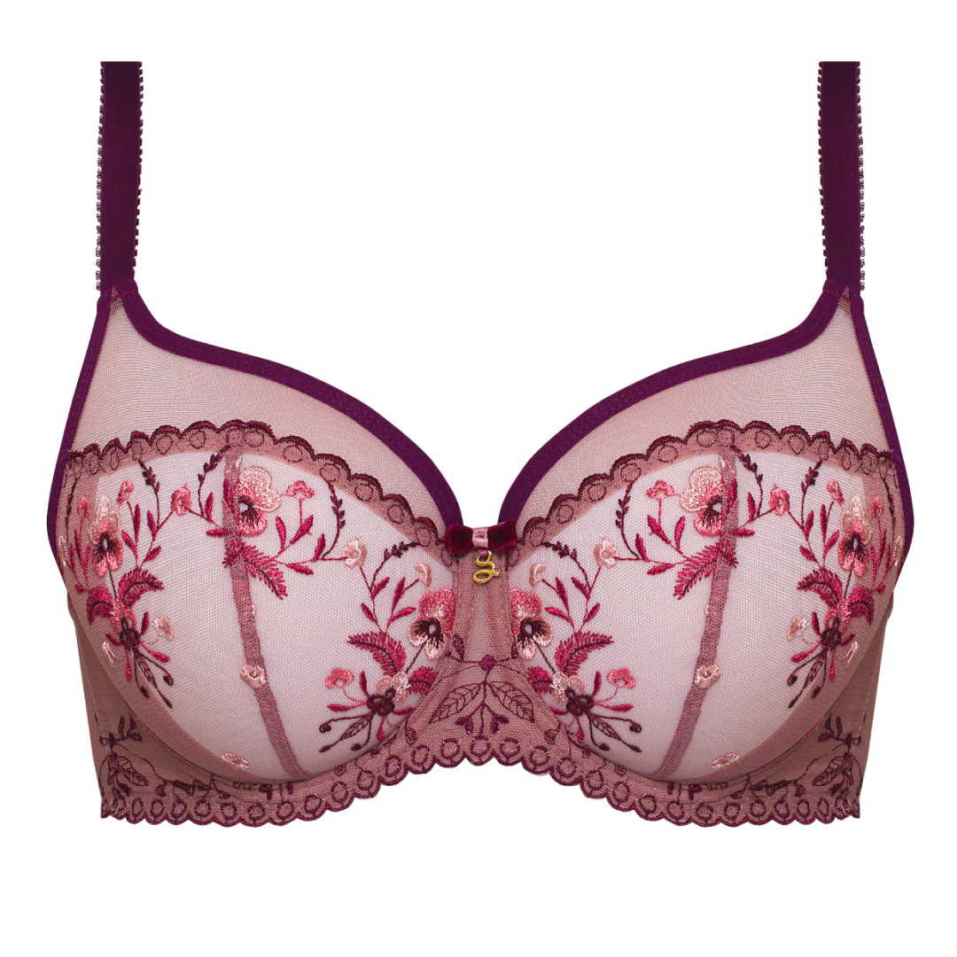 Samanta Viola Rose Sheer Mesh Embroidered Underwire Bra - Image 3