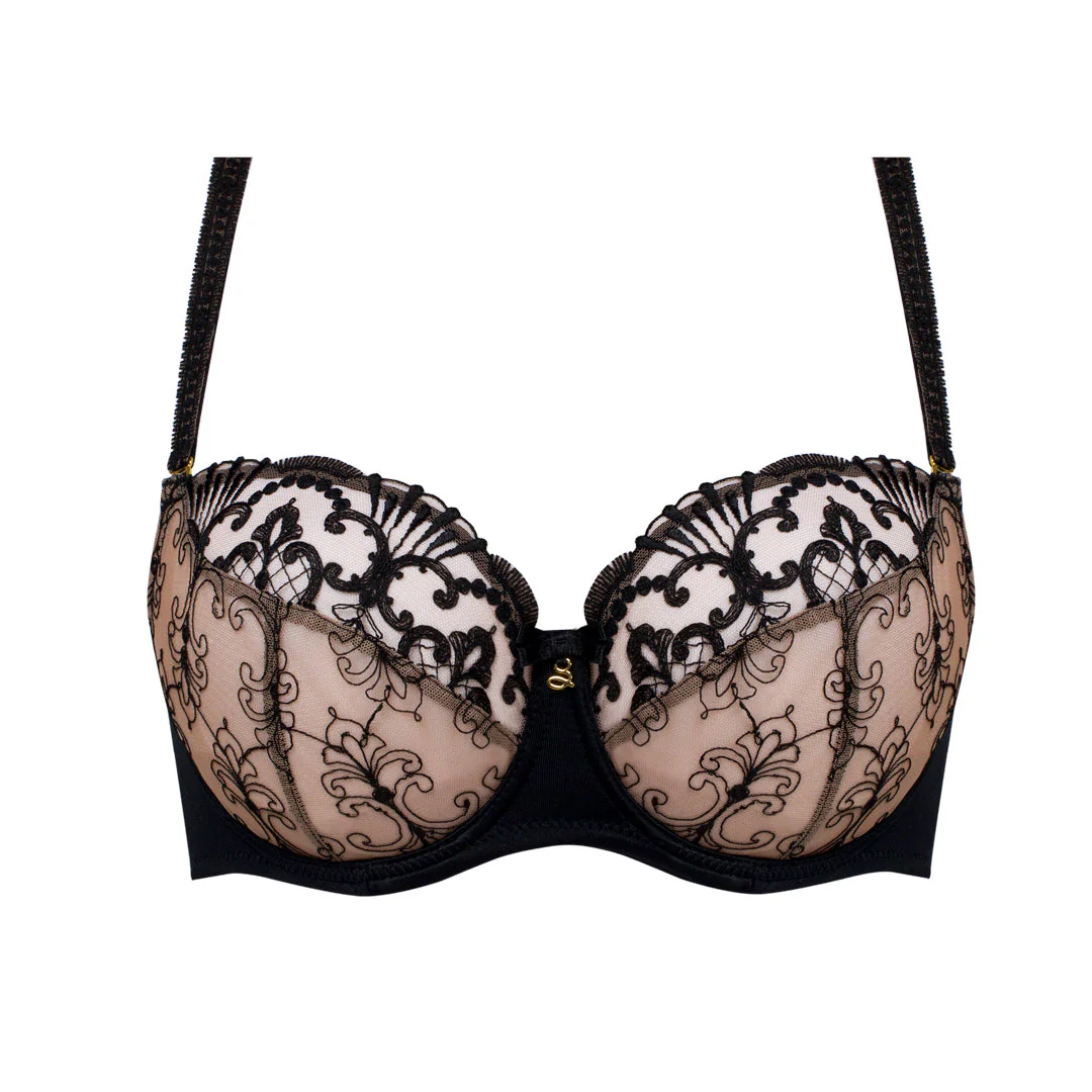 Samanta Perla Black Sheer Mesh Embroidered Full Figure Bra - Image 7