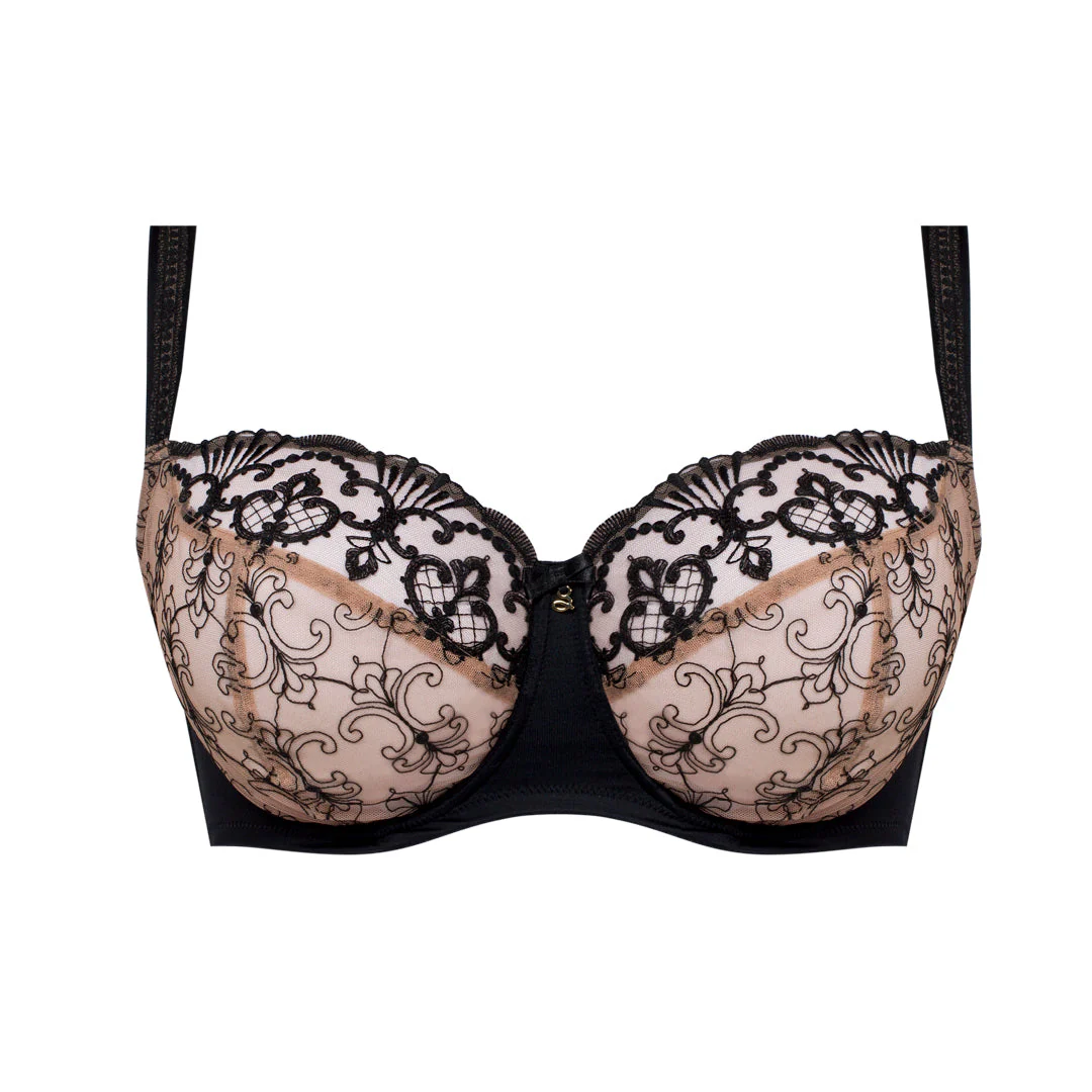 Samanta Perla Black Sheer Mesh Embroidered Full Figure Bra - Image 8