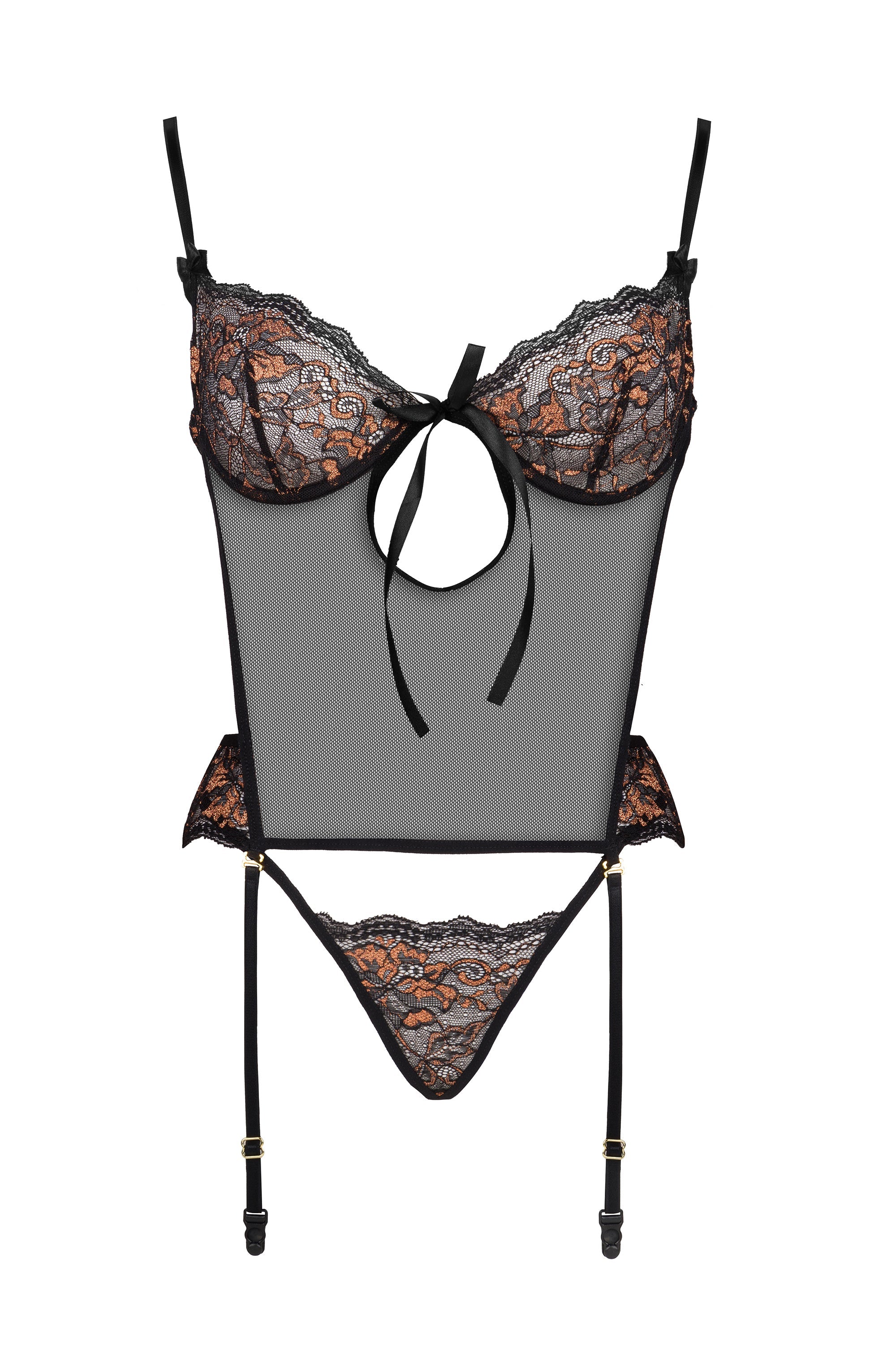 Beauty Night Goldie Sheer Mesh Lace Corset - Image 5