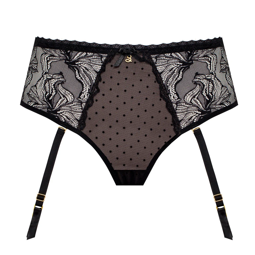 Samanta Nyks Black Sheer Mesh Polka Dot Tanga Garter Panty - Image 7