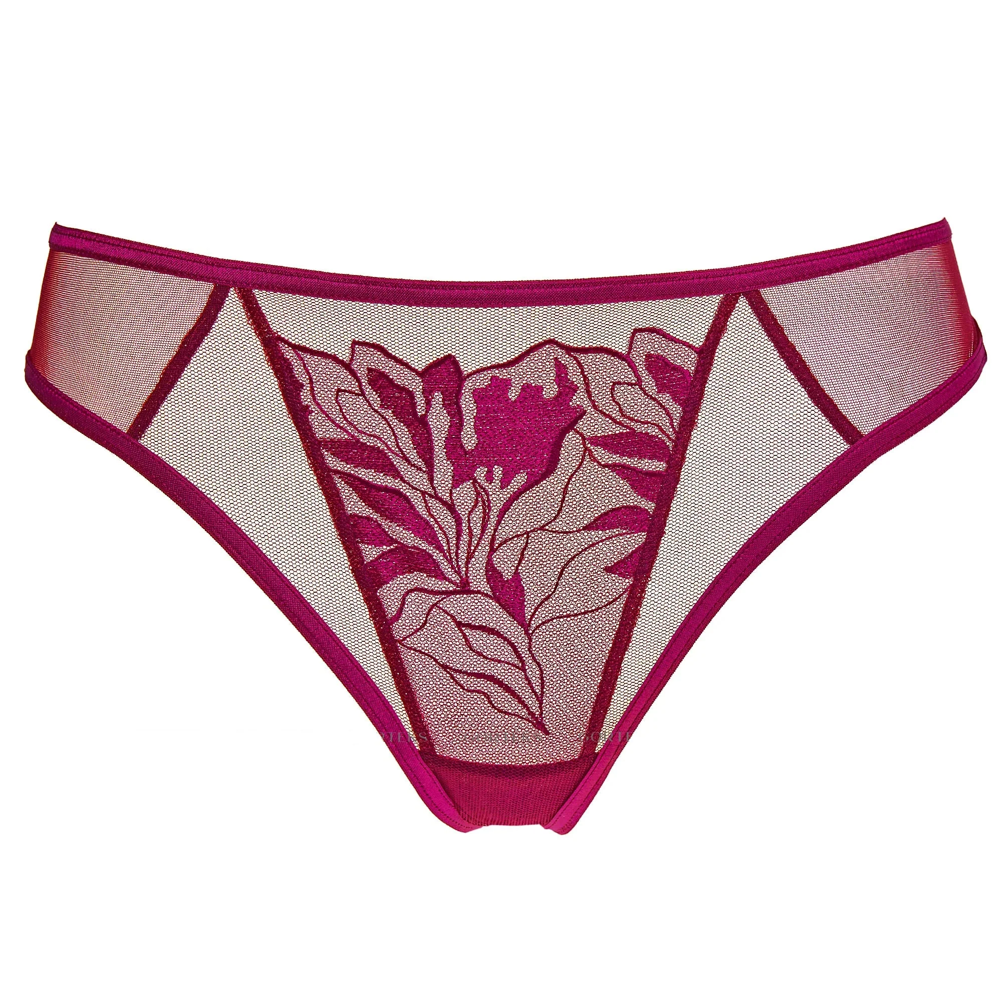 Gorteks Coco Burgundy Sheer Mesh Thong Panty - Image 3