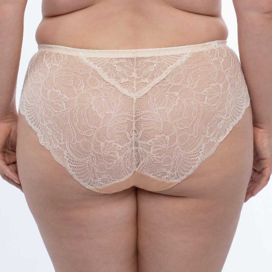 Samanta Anabelle Biscuit Sheer Mesh Tulle Embroidered Brief Panty - Image 2