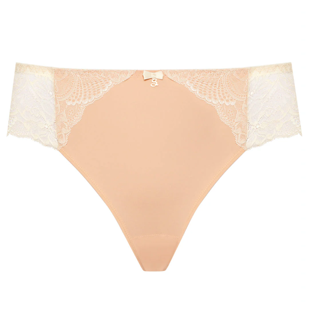 Samanta Anabelle Biscuit Sheer Mesh Tulle Embroidered Brief Panty - Image 3