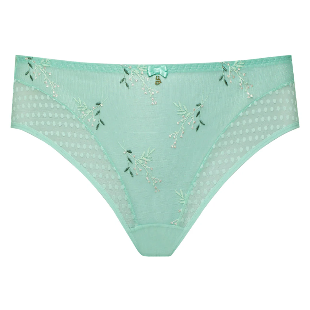 Samanta Juno Mint Sheer Mesh Tulle Embroidered Bikini Panty - Image 4